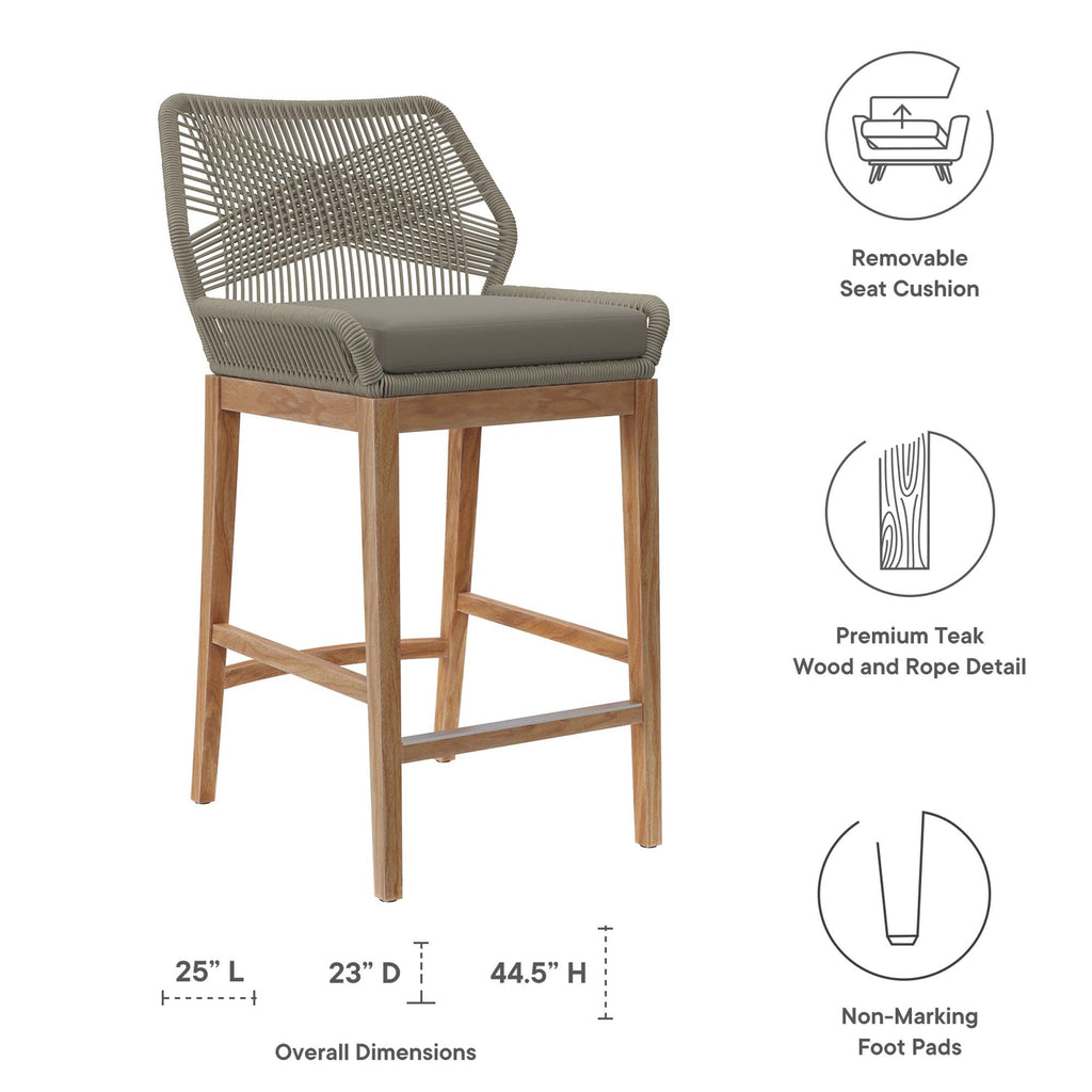 Wellspring 3-Piece Outdoor Patio Teak Wood Bar Set
