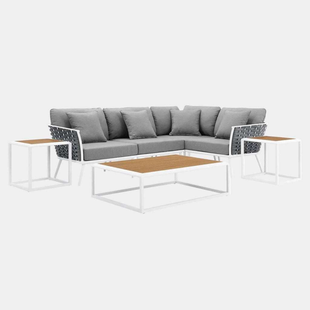 Stance 7 Piece Outdoor Patio Aluminum Sectional Sofa Set