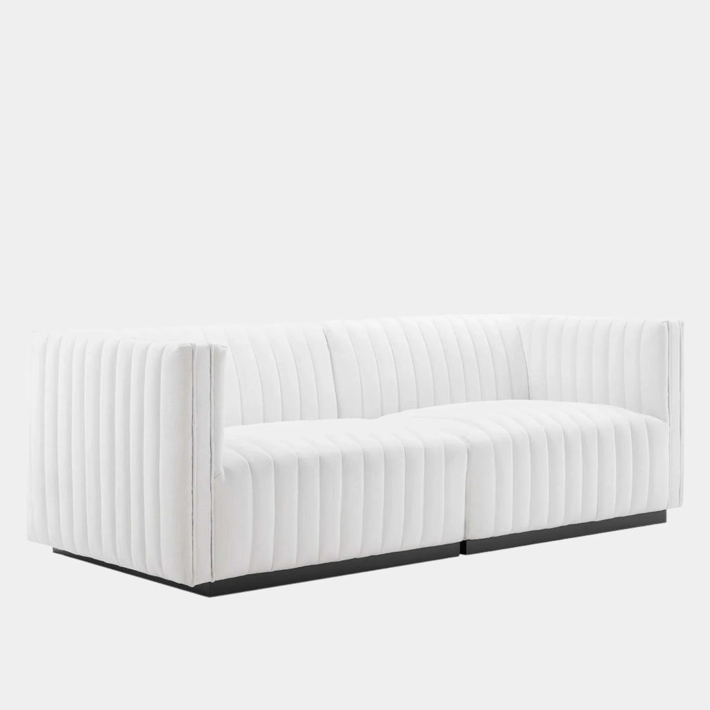 Conjure Channel Tufted Upholstered Fabric Loveseat