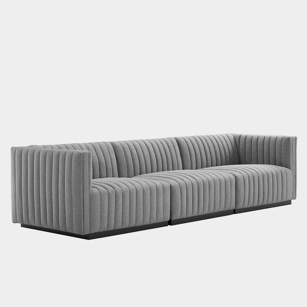 Conjure Channel Tufted Upholstered Fabric Sofa