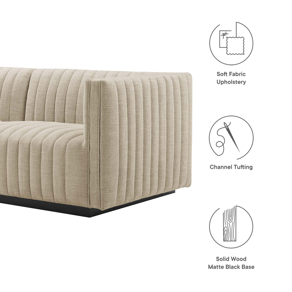 Conjure 4-Piece Channel Tufted Upholstered Fabric L-Shaped Sectional