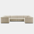 Conjure 6-Piece Channel Tufted Upholstered Fabric U-Shaped Sectional