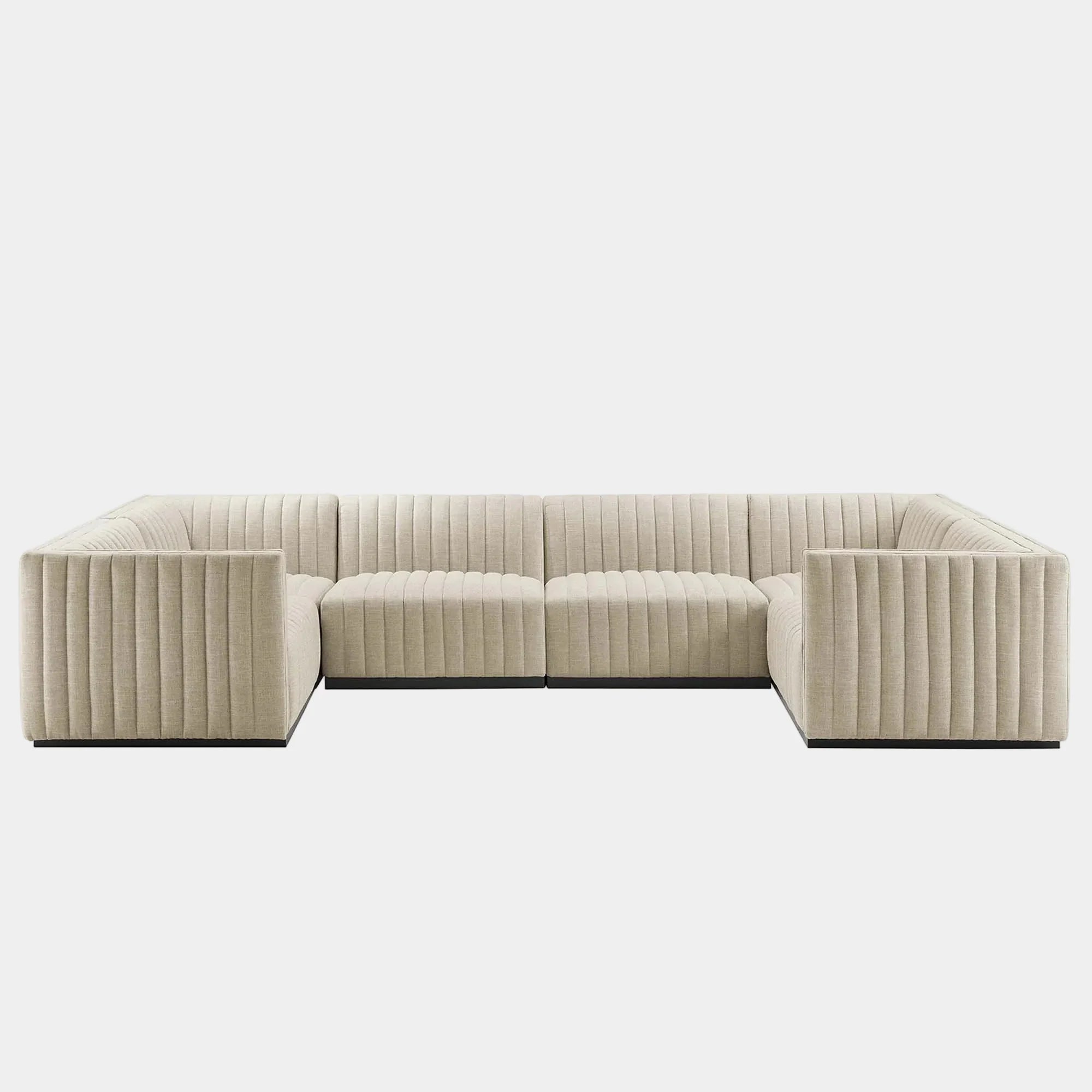 Conjure 6-Piece Channel Tufted Upholstered Fabric U-Shaped Sectional
