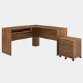 Render Wood Desk and File Cabinet Set in Walnut