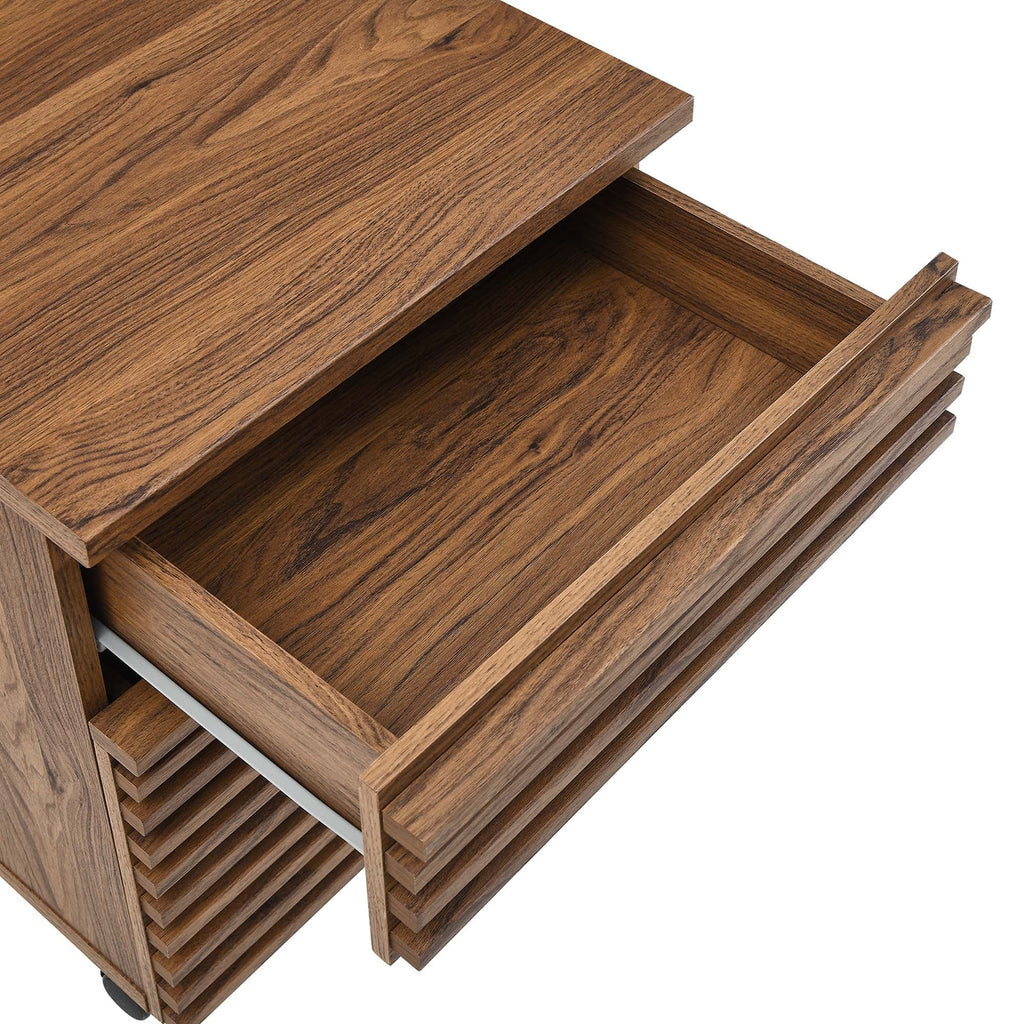 Render Wood Desk and File Cabinet Set in Walnut