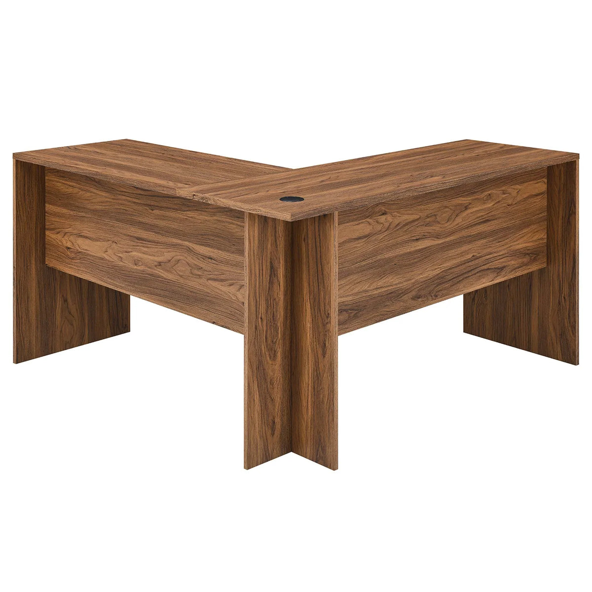 Render Wood Desk and File Cabinet Set in Walnut