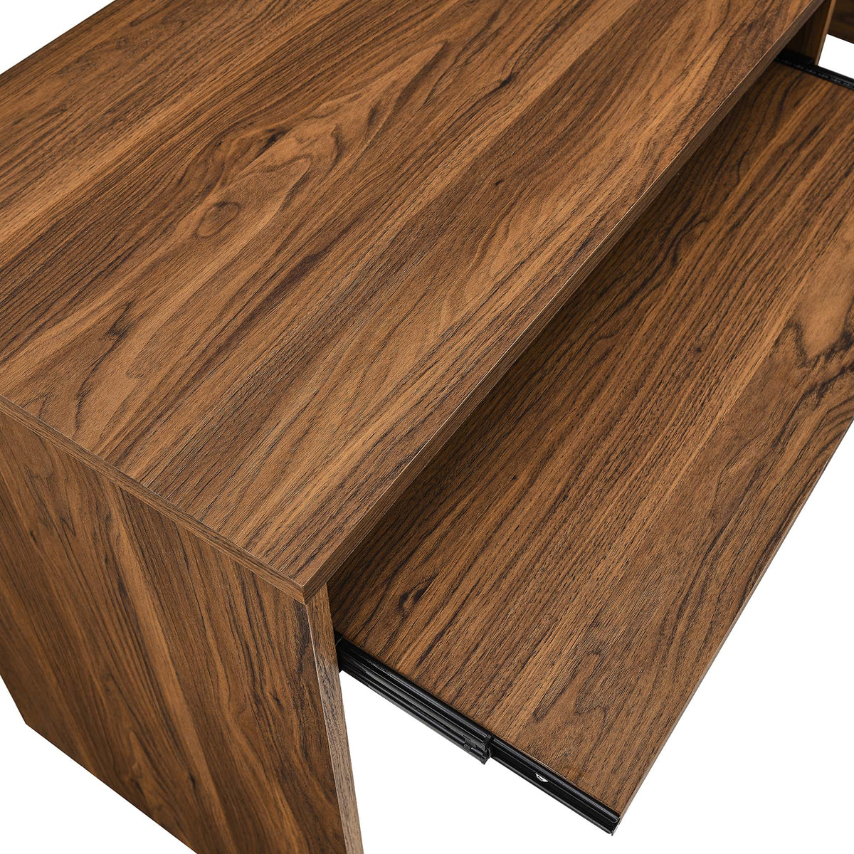 Render Wood Desk and File Cabinet Set in Walnut