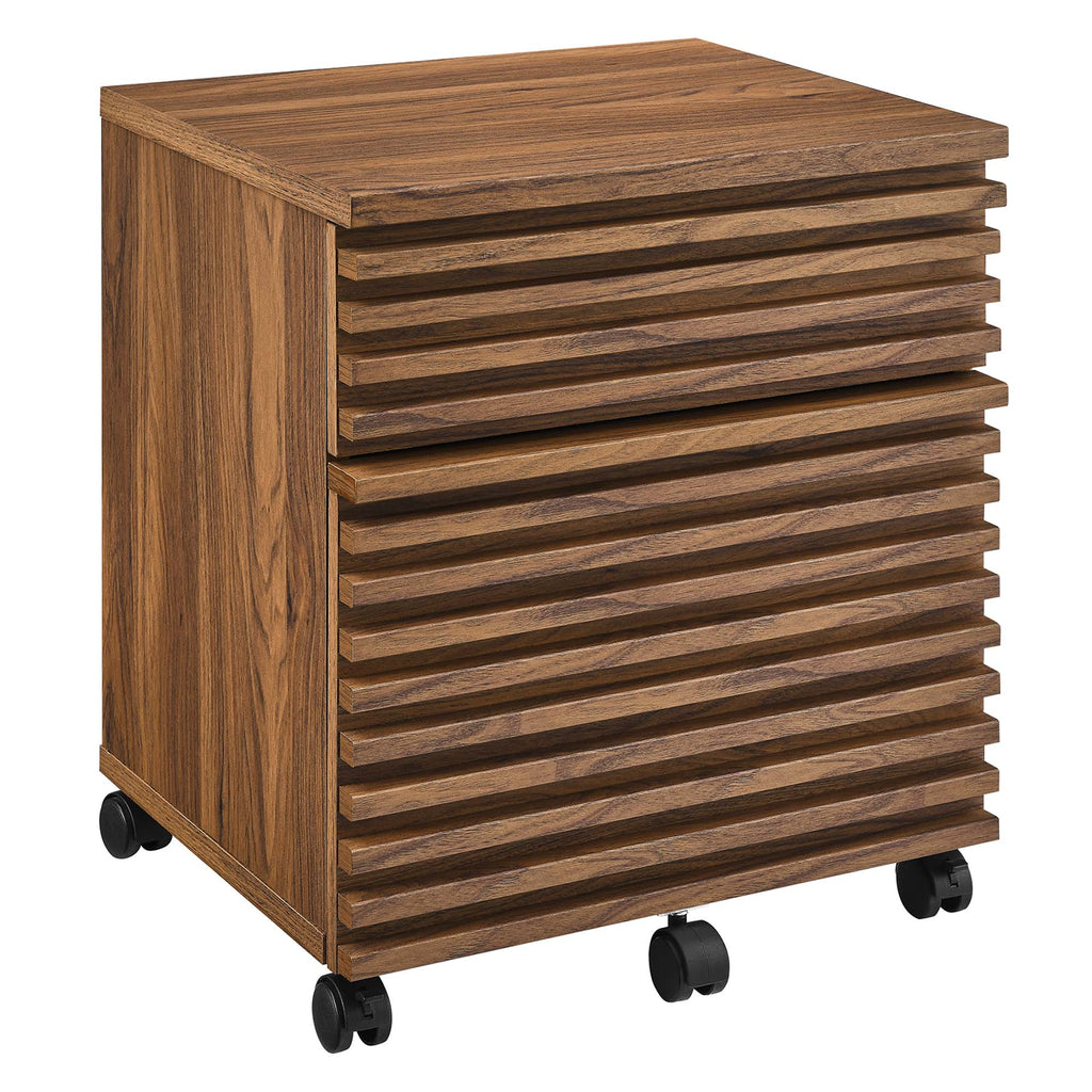 Render Wood Desk and File Cabinet Set in Walnut