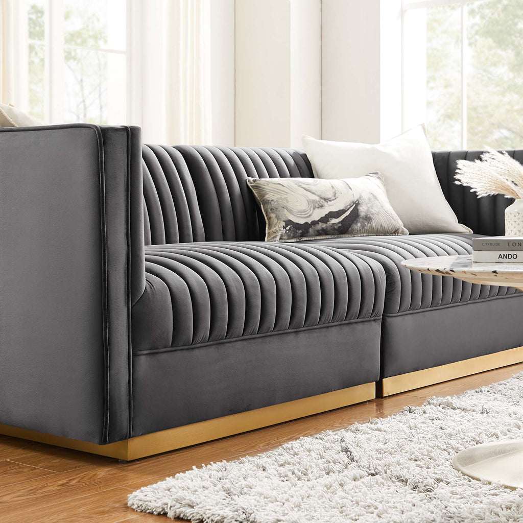 Sanguine Channel Tufted Performance Velvet Modular Sectional Sofa Loveseat