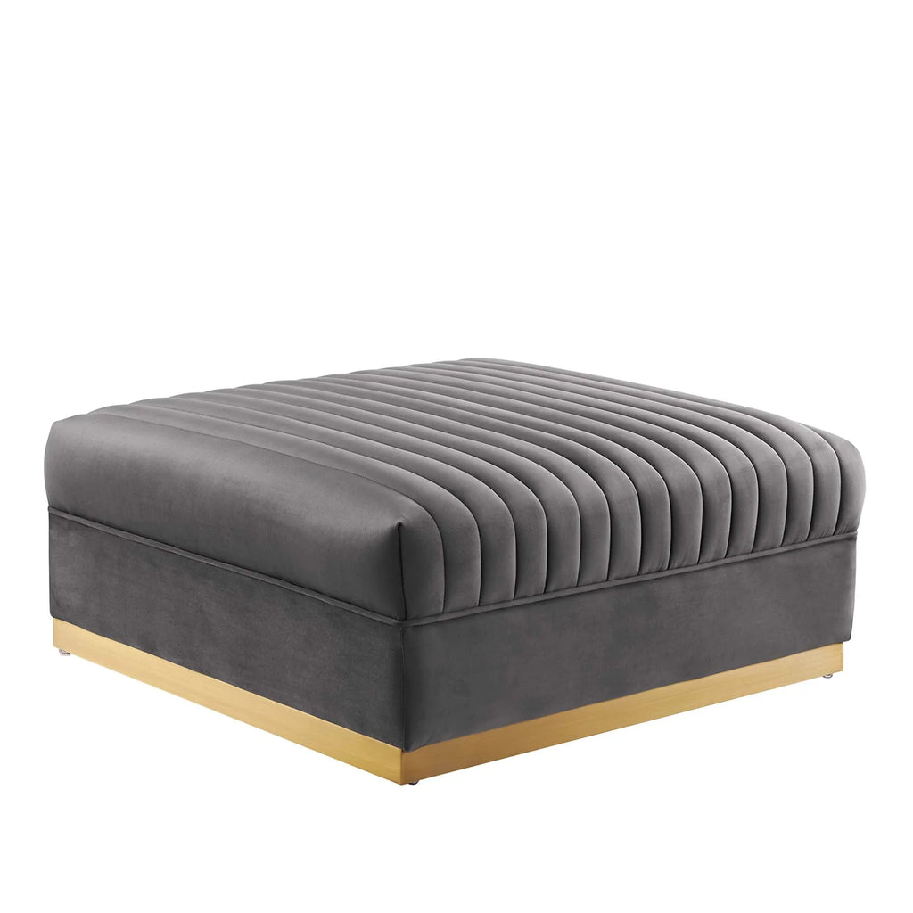 Sanguine 5-Piece Channel Tufted Performance Velvet Left-Facing Modular Sectional Sofa in Gray
