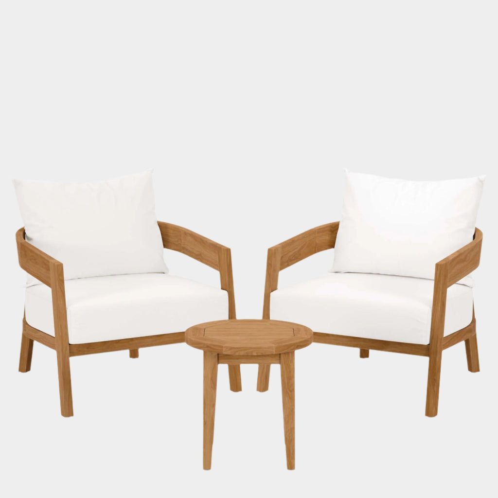 Brisbane 3-Piece Teak Wood Outdoor Patio Set