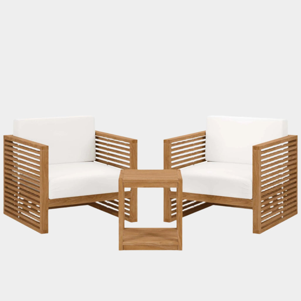 Carlsbad 3-Piece Teak Wood Outdoor Patio Set