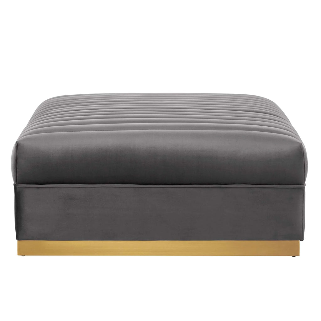 Sanguine 7-Piece Channel Tufted Performance Velvet Left-Facing Modular Sectional Sofa in Gray