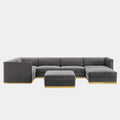 Sanguine 7-Piece Channel Tufted Performance Velvet Left-Facing Modular Sectional Sofa in Gray