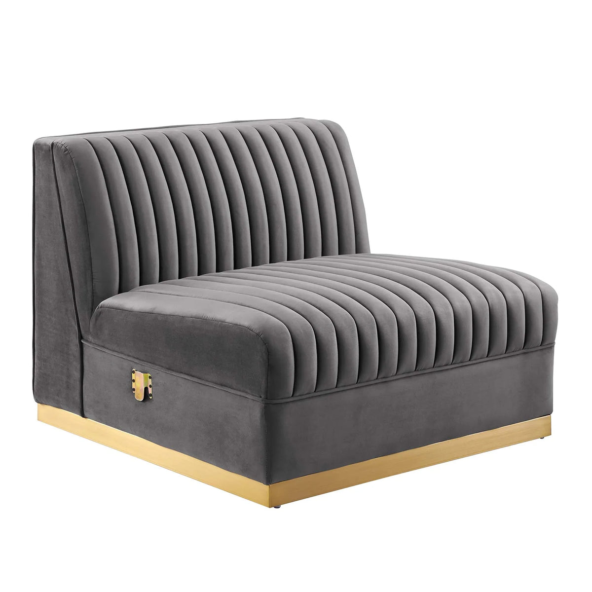 Sanguine 7-Piece Channel Tufted Performance Velvet Left-Facing Modular Sectional Sofa in Gray