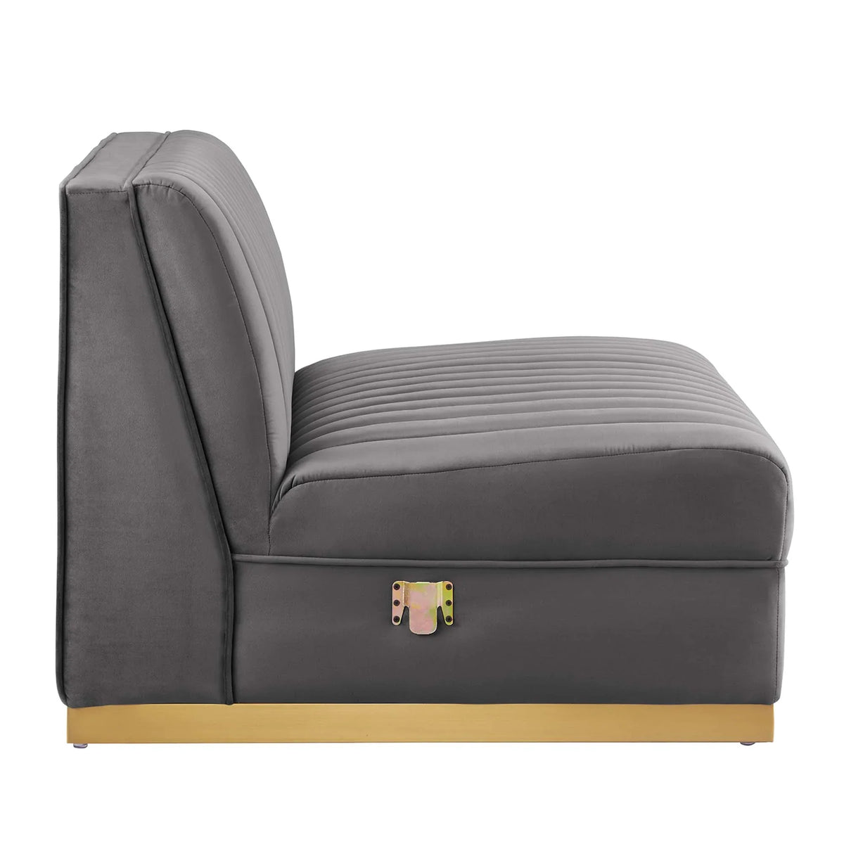 Sanguine 7-Piece Channel Tufted Performance Velvet Left-Facing Modular Sectional Sofa in Gray