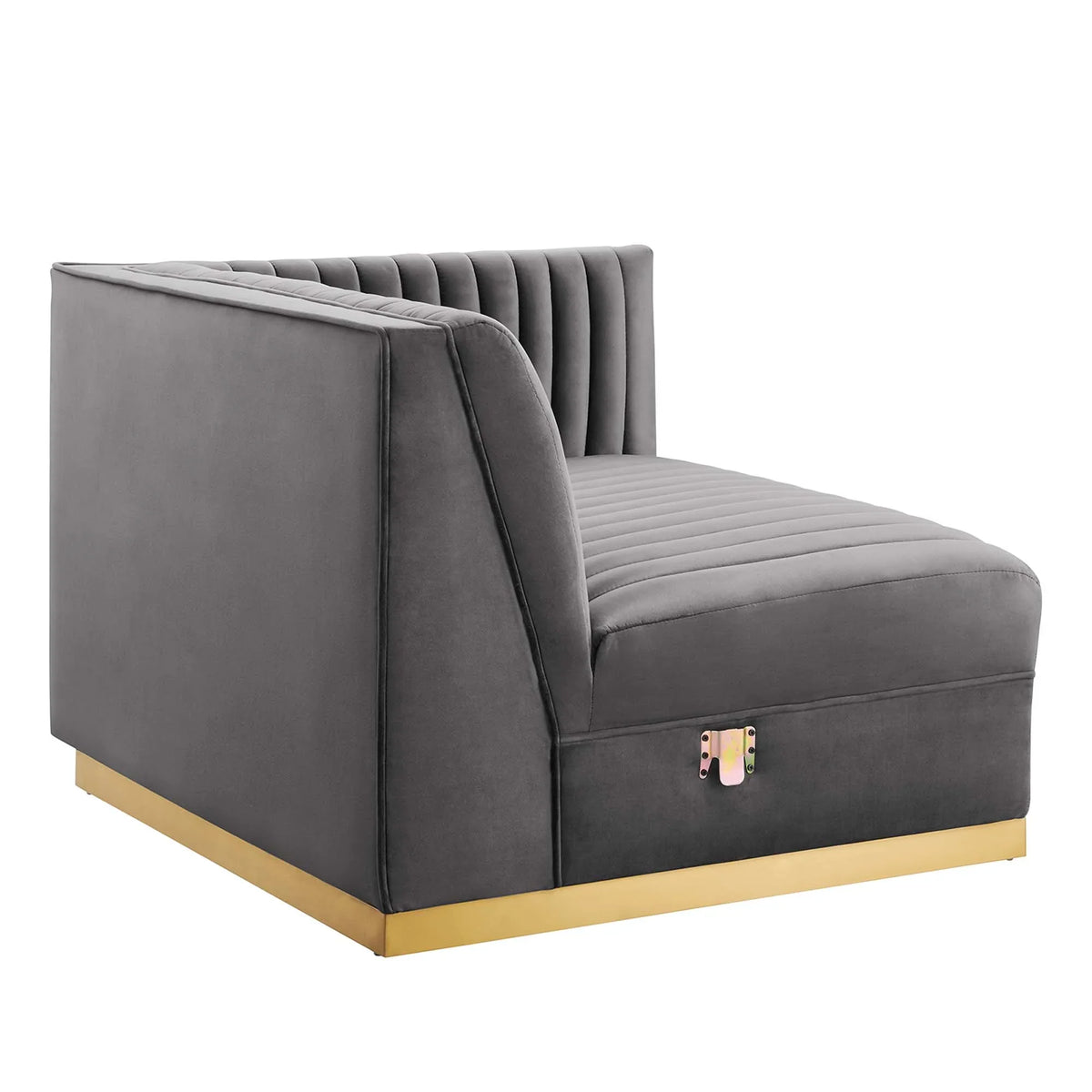 Sanguine 7-Piece Channel Tufted Performance Velvet Left-Facing Modular Sectional Sofa in Gray