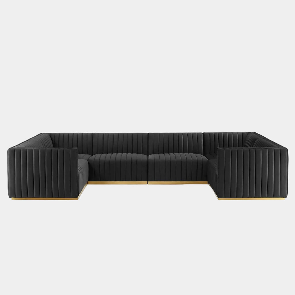 Conjure 6-Piece Channel Tufted Performance Velvet U-Shaped Sectional