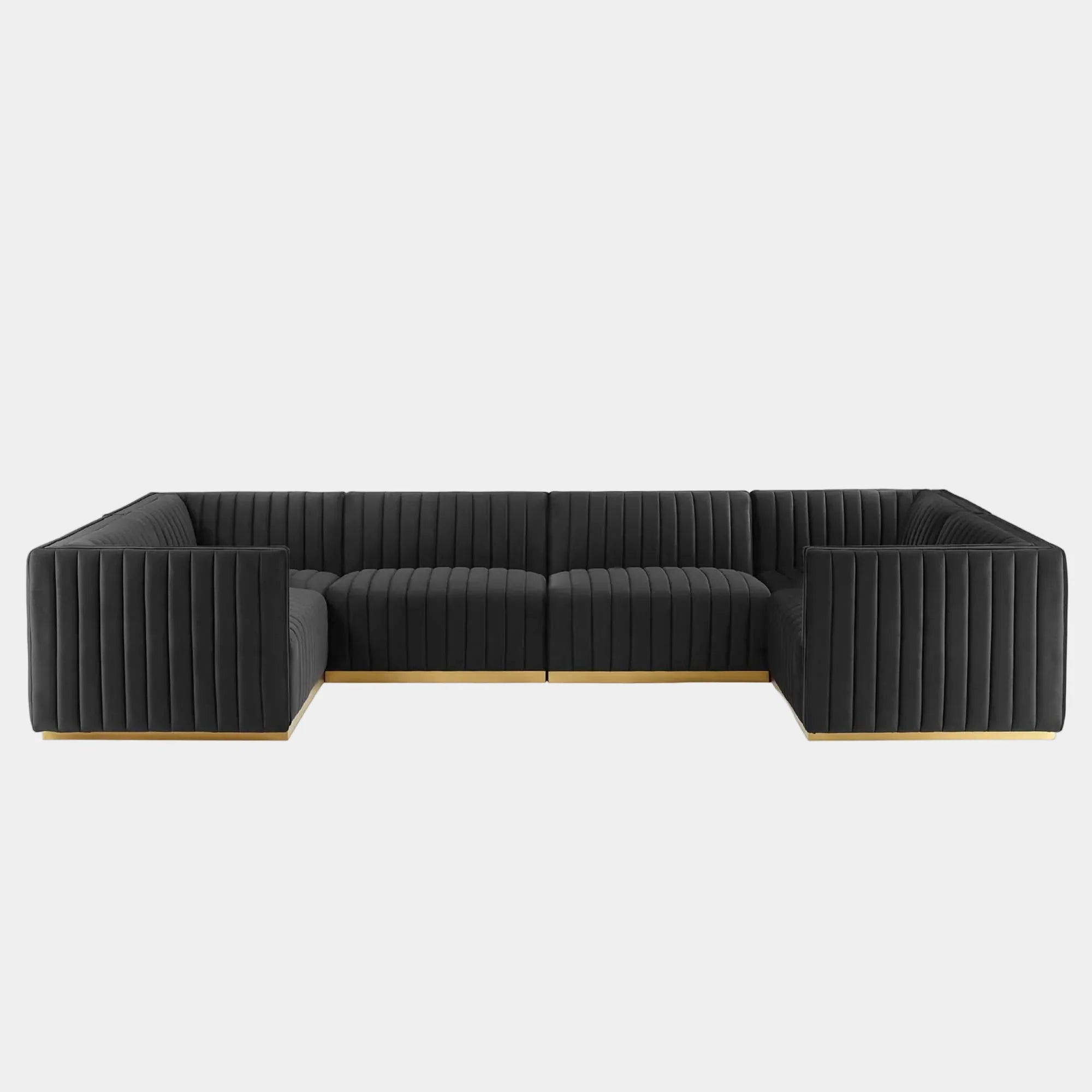Conjure 6-Piece Channel Tufted Performance Velvet U-Shaped Sectional