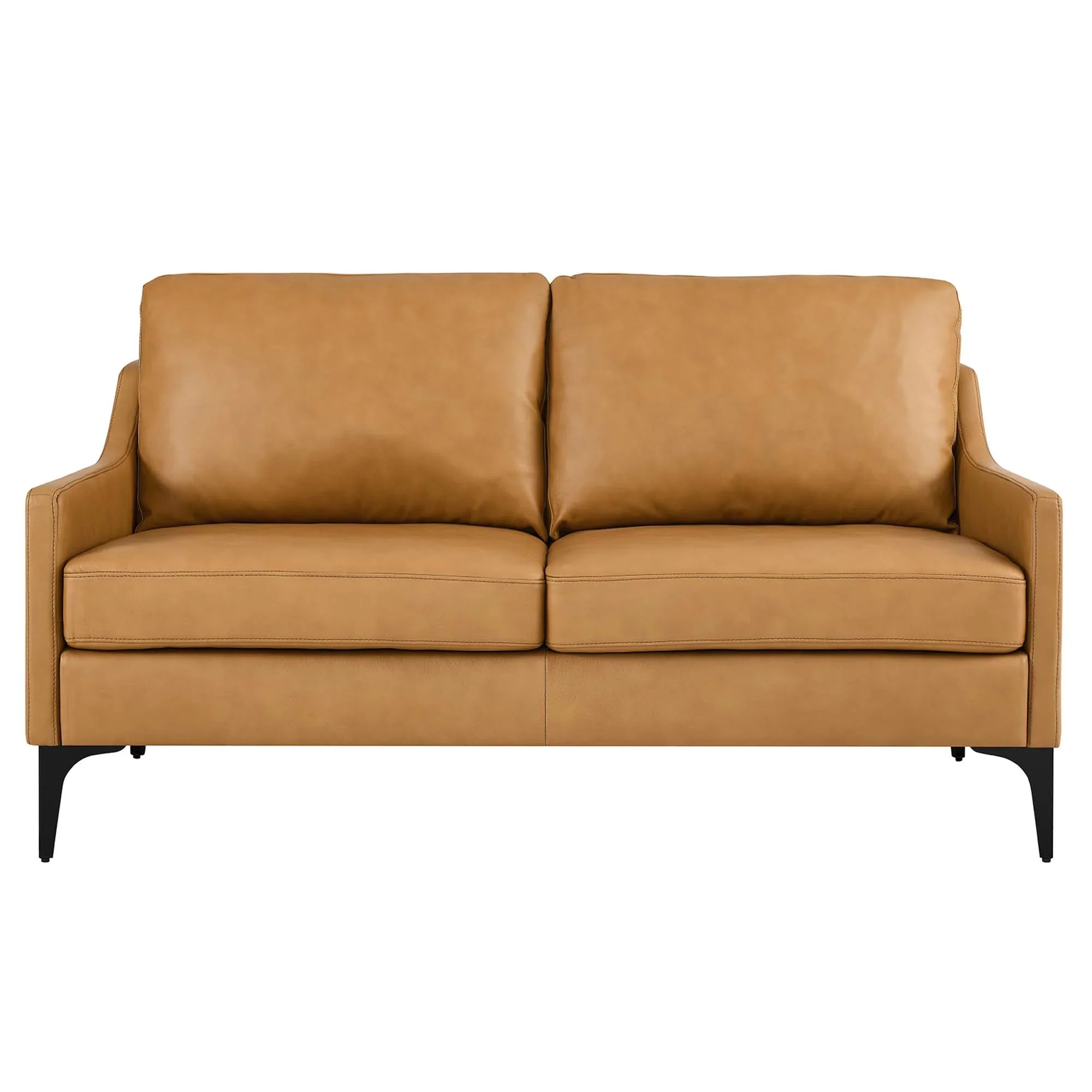 Corland Leather Loveseat in Tan