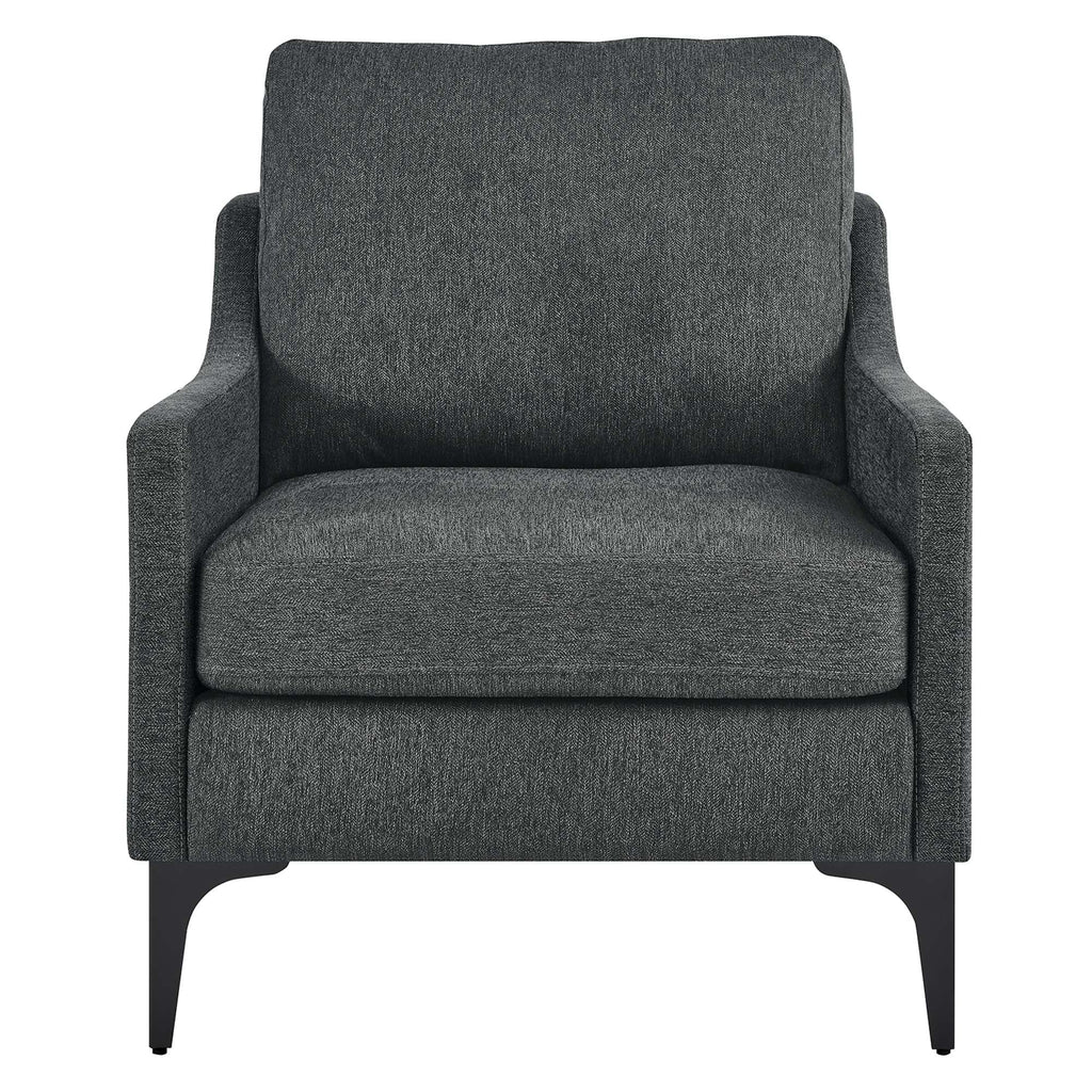 Corland Upholstered Fabric Armchair in Charcoal