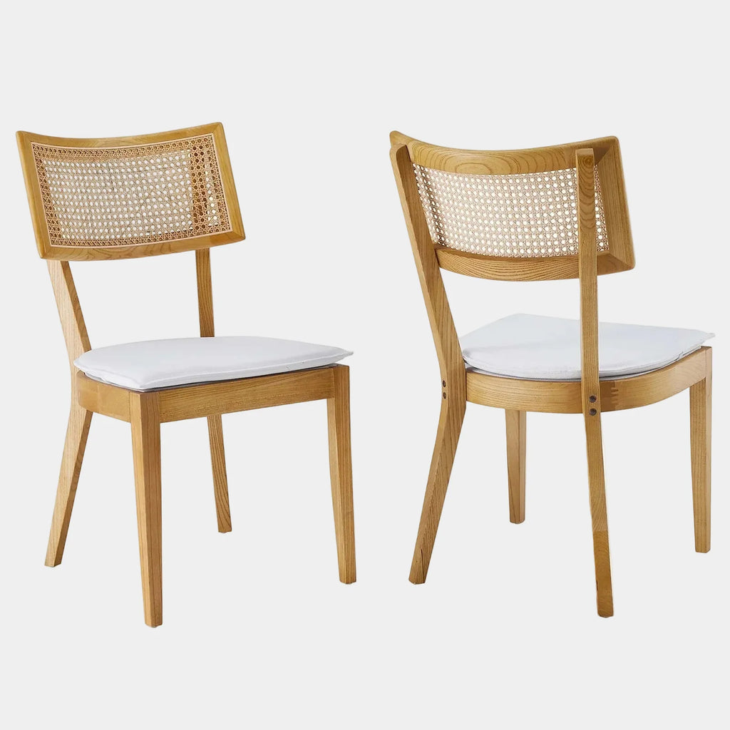Caledonia Fabric Upholstered Wood Dining Chair Set of 2