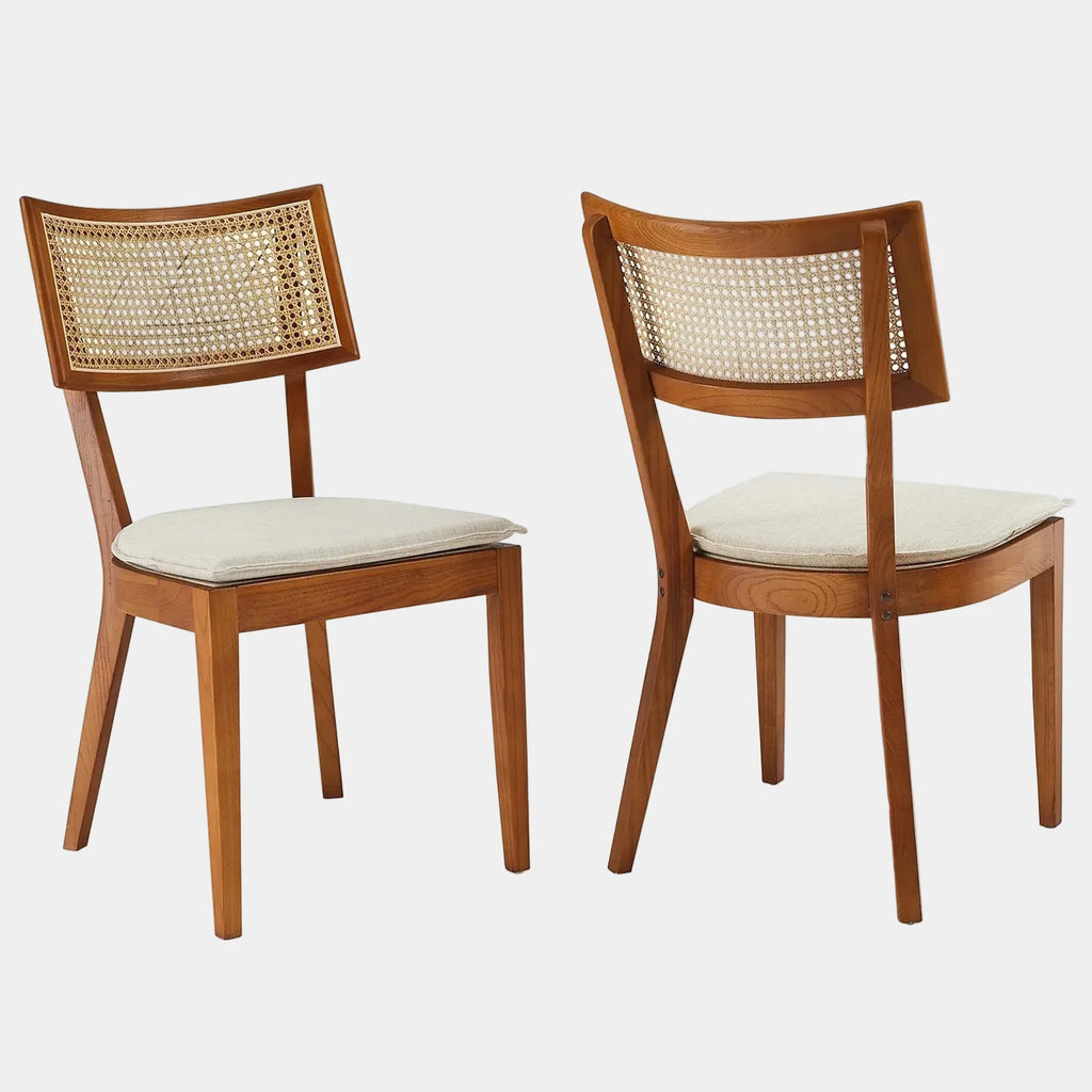 Caledonia Fabric Upholstered Wood Dining Chair Set of 2