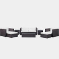 Venice 8 Piece Outdoor Patio Sofa Set in Espresso White
