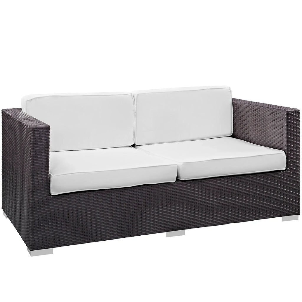 Venice 8 Piece Outdoor Patio Sofa Set in Espresso White