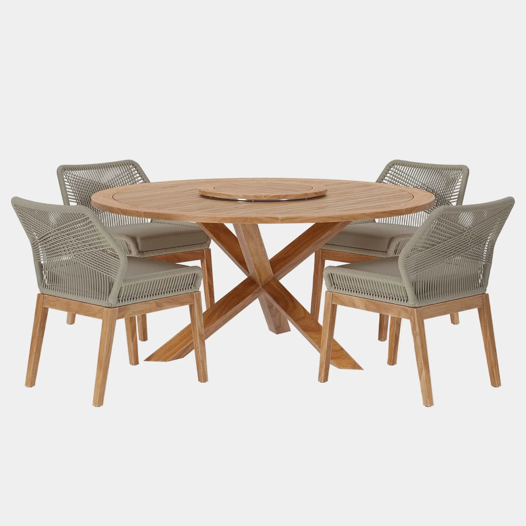 Wellspring 5-Piece Outdoor Patio Teak Wood Dining Set