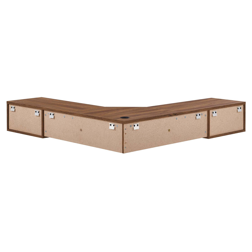 Render Wall Mount Corner Office Desk in Walnut