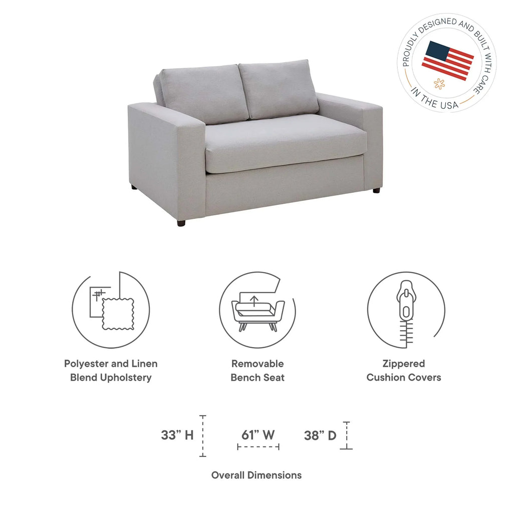 Avendale Linen Blend Loveseat in Flint Gray Linen Blend