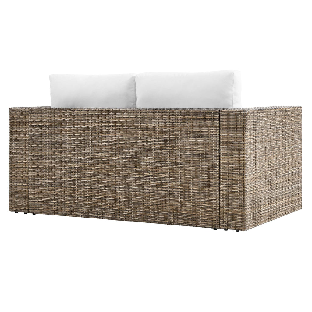 Convene Outdoor Patio Loveseat in Cappuccino White