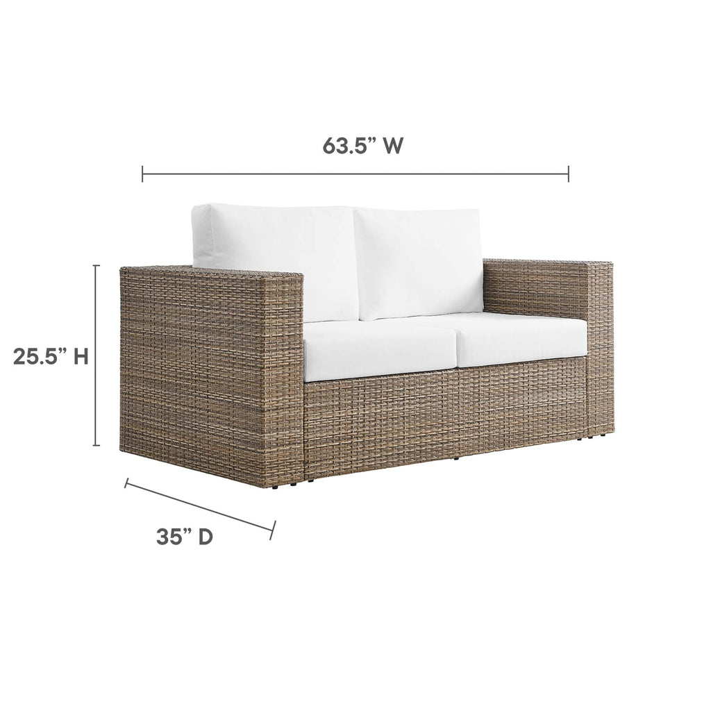 Convene Outdoor Patio Loveseat in Cappuccino White