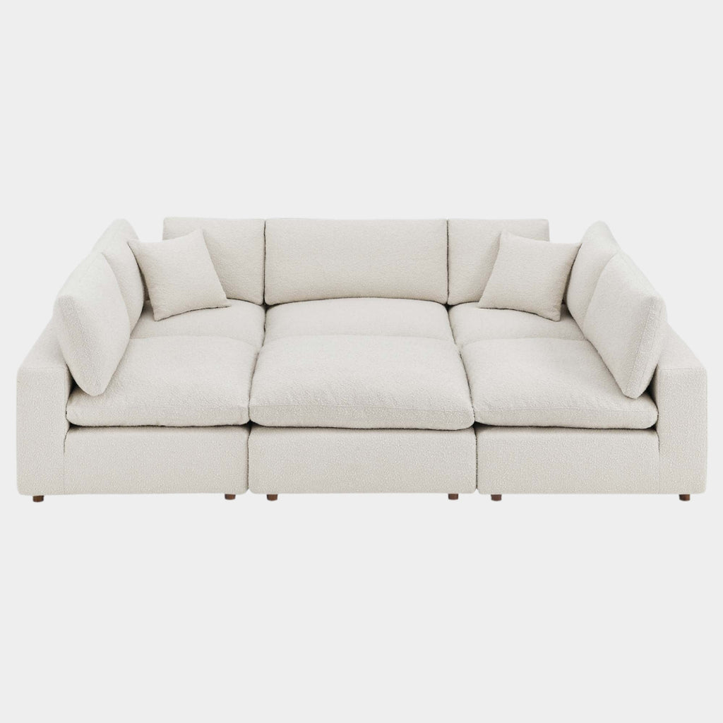 Commix Down Filled Overstuffed Boucle Fabric 6-Piece Sectional Sofa