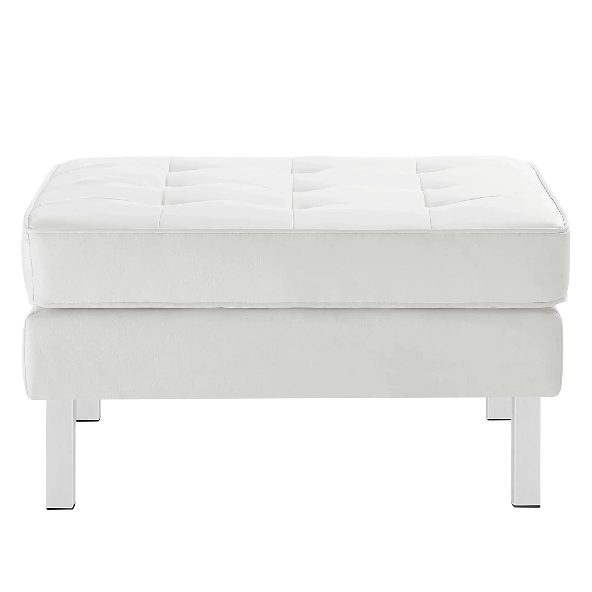 Loft Tufted Vegan Leather Armchair and Ottoman Set
