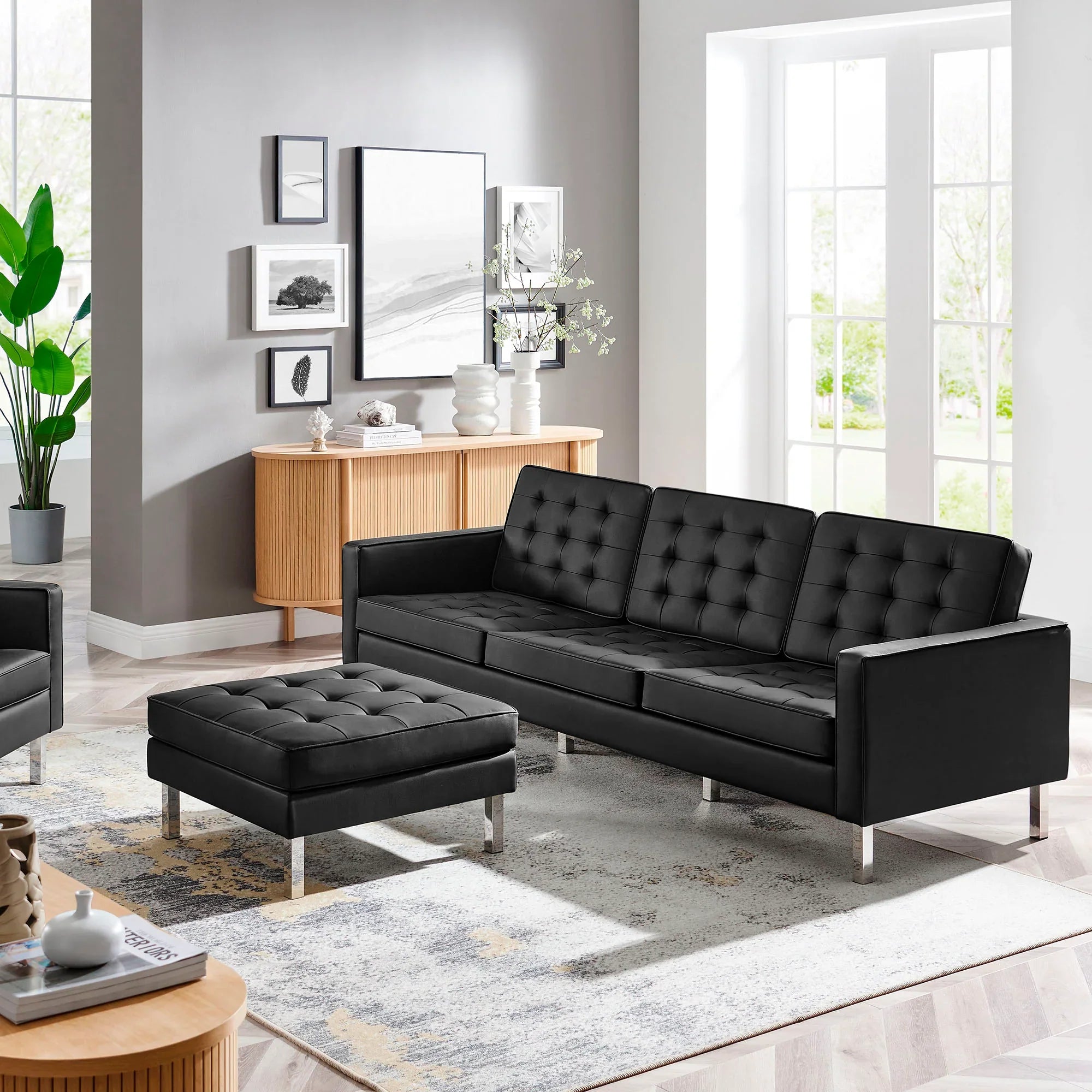 Loft Tufted Vegan Leather Sofa