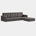 Loft Tufted Vegan Leather Sofa and Ottoman Set in Silver Gray