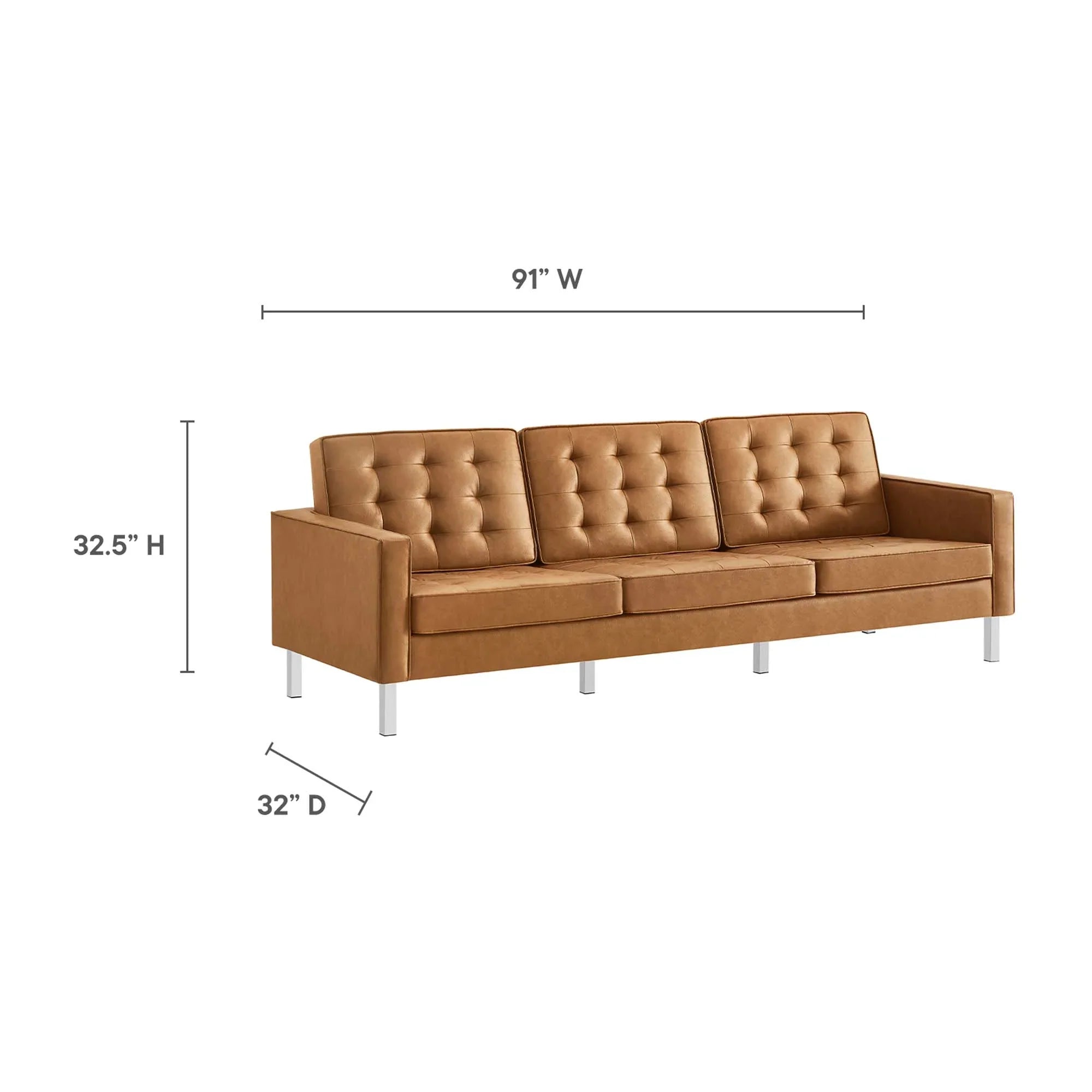 Loft Tufted Vegan Leather Sofa