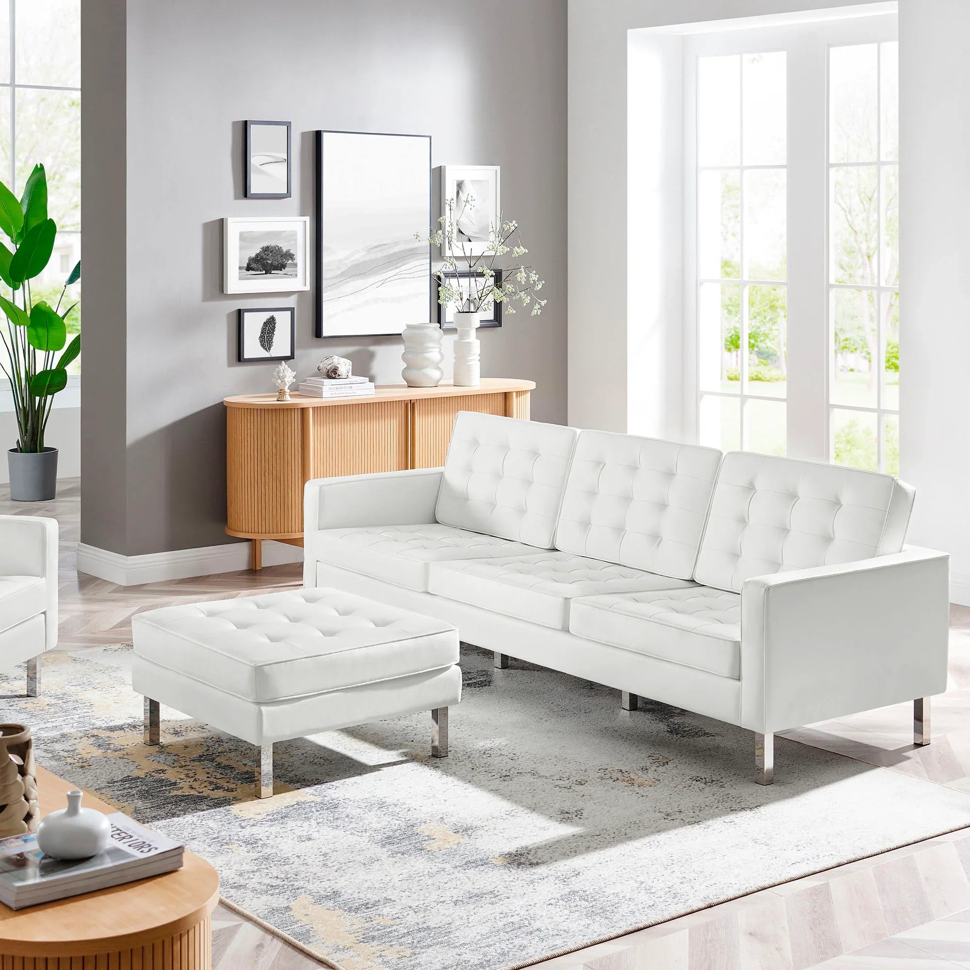 Loft Tufted Vegan Leather Sofa