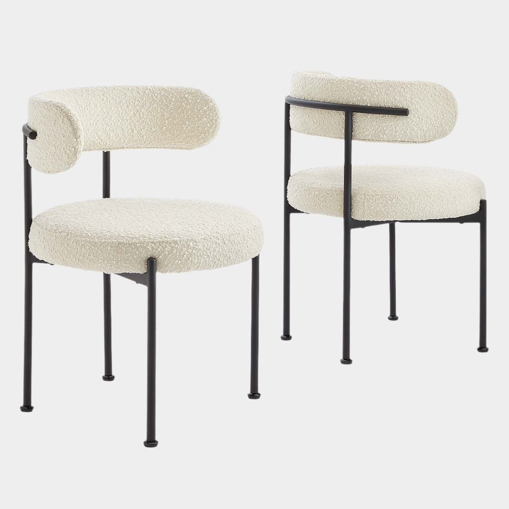 Albie Boucle Fabric Dining Chairs Set of 2