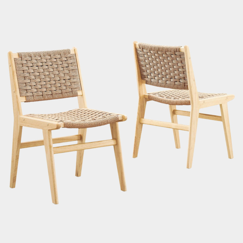 Saoirse Woven Rope Wood Dining Side Chair Set of 2