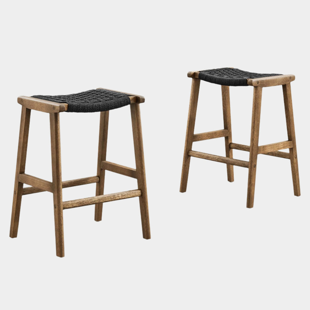 Saoirse Woven Rope Wood Counter Stool Set of 2