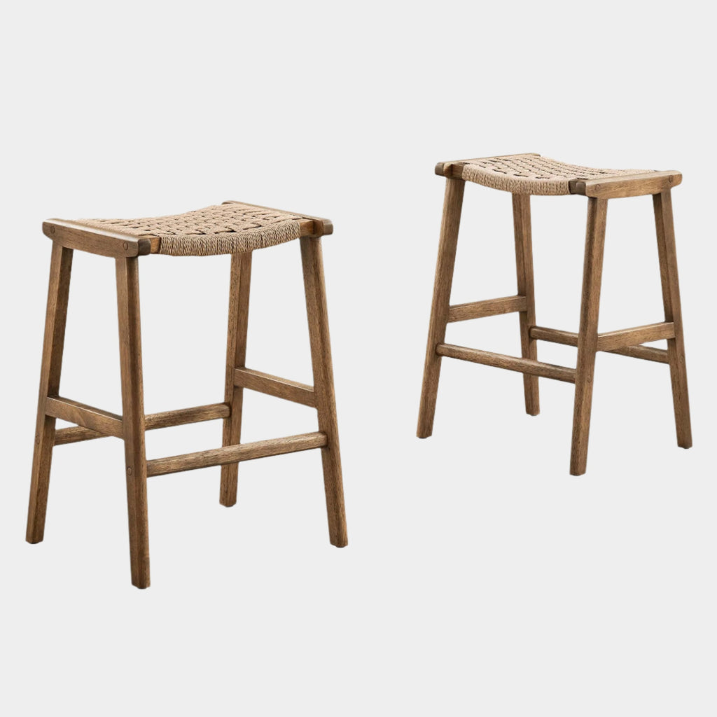 Saoirse Woven Rope Wood Counter Stool Set of 2