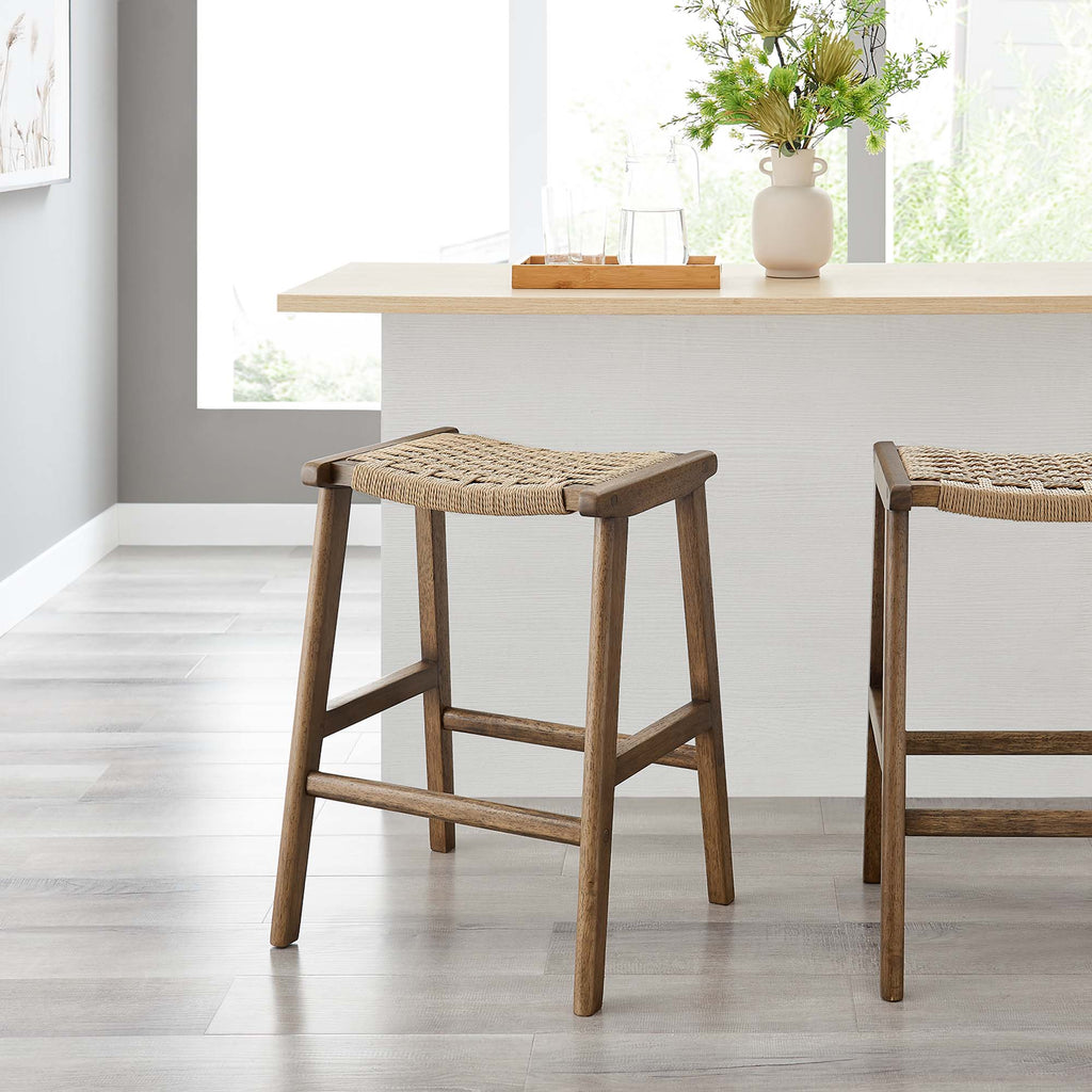 Saoirse Woven Rope Wood Counter Stool Set of 2