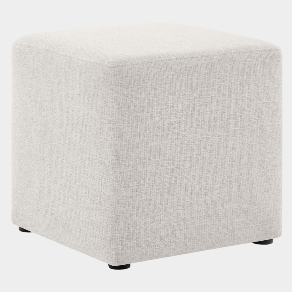 Callum 17" Square Woven Heathered Fabric Upholstered Ottoman