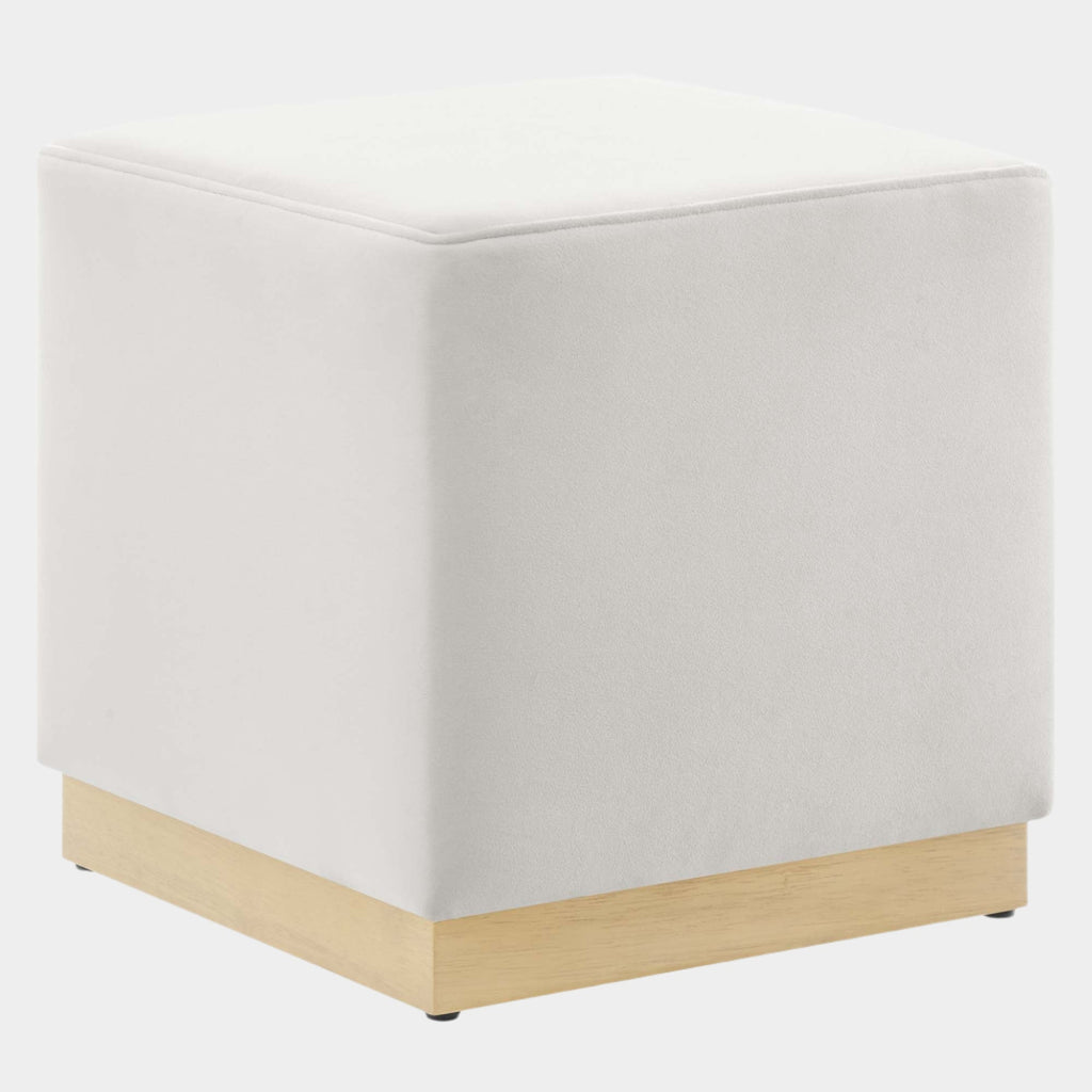 Tilden 17" Square Performance Velvet Upholstered Ottoman
