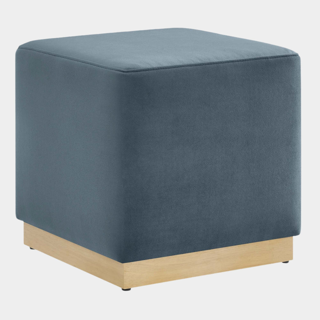 Tilden 17" Square Performance Velvet Upholstered Ottoman
