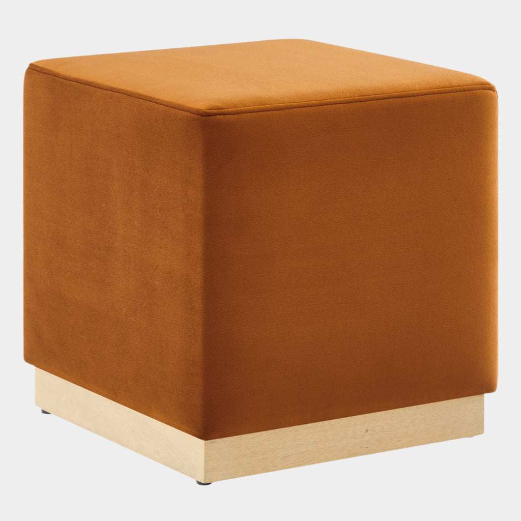 Tilden 17" Square Performance Velvet Upholstered Ottoman