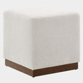 Tilden 17" Square Boucle Upholstered Ottoman in Cloud Walnut